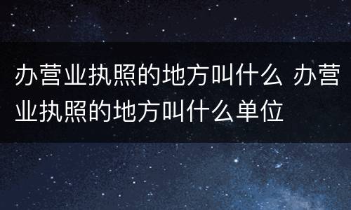 办营业执照的地方叫什么 办营业执照的地方叫什么单位