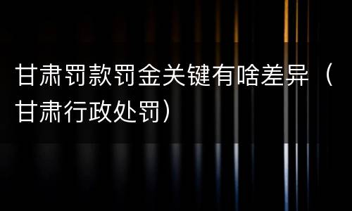 甘肃罚款罚金关键有啥差异（甘肃行政处罚）