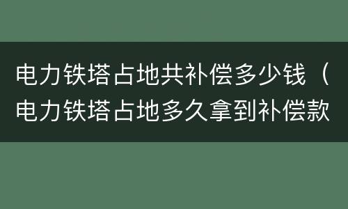 电力铁塔占地共补偿多少钱（电力铁塔占地多久拿到补偿款）