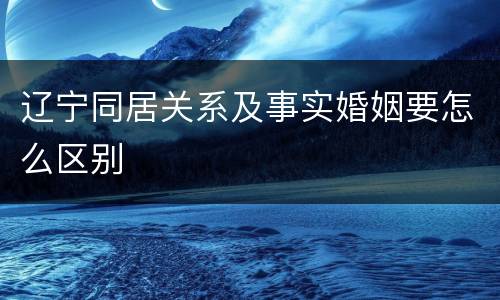 辽宁同居关系及事实婚姻要怎么区别