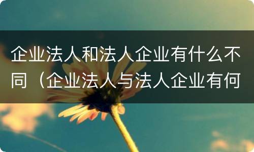 企业法人和法人企业有什么不同（企业法人与法人企业有何不同）