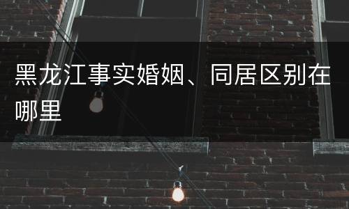 黑龙江事实婚姻、同居区别在哪里