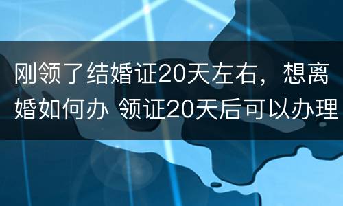刚领了结婚证20天左右，想离婚如何办 领证20天后可以办理离婚证吗