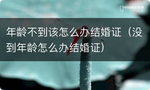 年龄不到该怎么办结婚证（没到年龄怎么办结婚证）