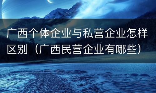 广西个体企业与私营企业怎样区别（广西民营企业有哪些）