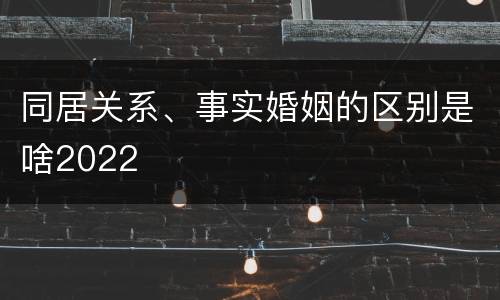 同居关系、事实婚姻的区别是啥2022
