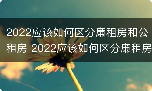 2022应该如何区分廉租房和公租房 2022应该如何区分廉租房和公租房呢