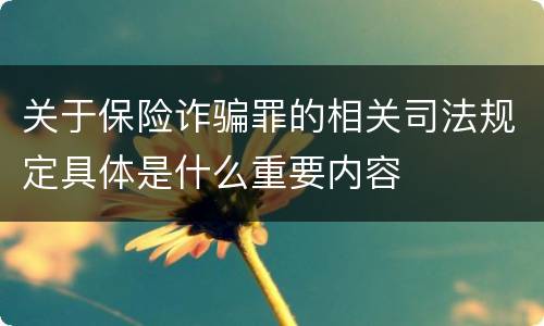 关于保险诈骗罪的相关司法规定具体是什么重要内容