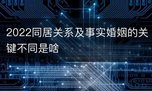 2022同居关系及事实婚姻的关键不同是啥