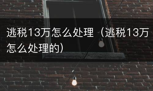 逃税13万怎么处理（逃税13万怎么处理的）