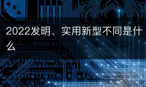 2022发明、实用新型不同是什么