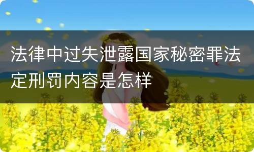 法律中过失泄露国家秘密罪法定刑罚内容是怎样