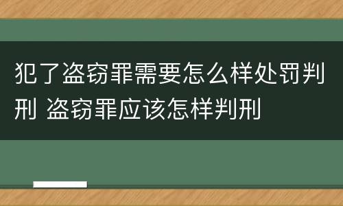 犯了盗窃罪需要怎么样处罚判刑 盗窃罪应该怎样判刑