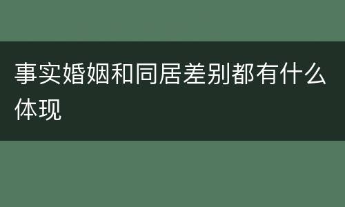 事实婚姻和同居差别都有什么体现