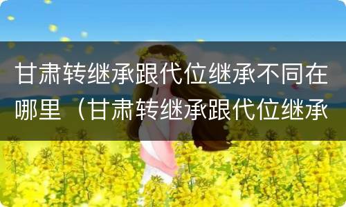甘肃转继承跟代位继承不同在哪里（甘肃转继承跟代位继承不同在哪里办理）