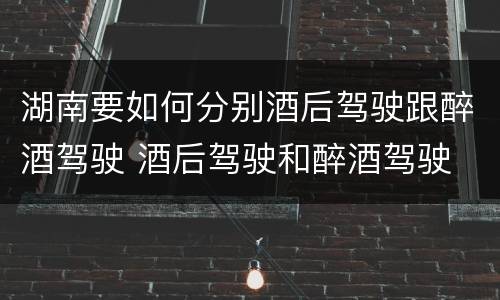 湖南要如何分别酒后驾驶跟醉酒驾驶 酒后驾驶和醉酒驾驶