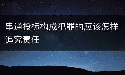串通投标构成犯罪的应该怎样追究责任