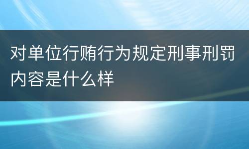 对单位行贿行为规定刑事刑罚内容是什么样