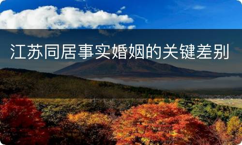 江苏同居事实婚姻的关键差别