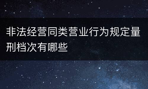 非法经营同类营业行为规定量刑档次有哪些