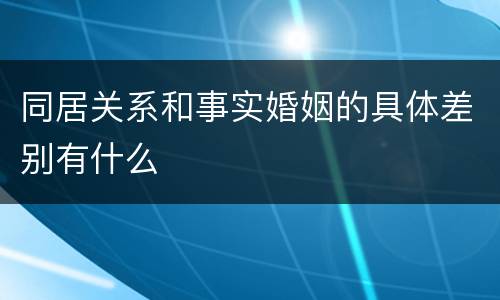 同居关系和事实婚姻的具体差别有什么