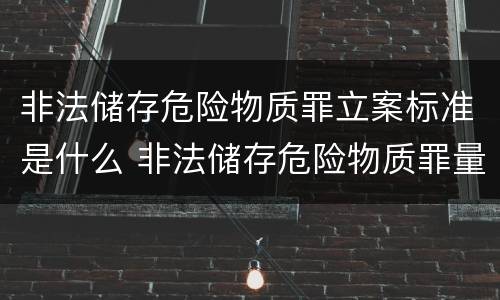 非法储存危险物质罪立案标准是什么 非法储存危险物质罪量刑标准