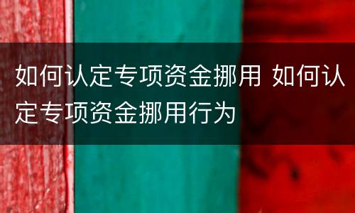 如何认定专项资金挪用 如何认定专项资金挪用行为