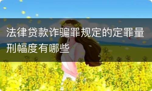 法律贷款诈骗罪规定的定罪量刑幅度有哪些
