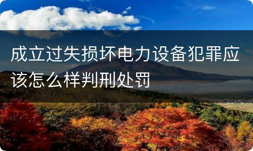 成立过失损坏电力设备犯罪应该怎么样判刑处罚