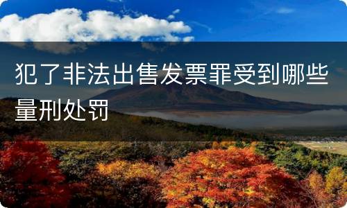犯了非法出售发票罪受到哪些量刑处罚