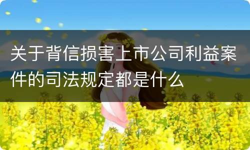 关于背信损害上市公司利益案件的司法规定都是什么