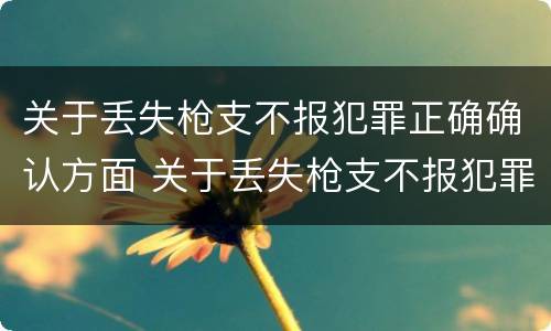 关于丢失枪支不报犯罪正确确认方面 关于丢失枪支不报犯罪正确确认方面的问题