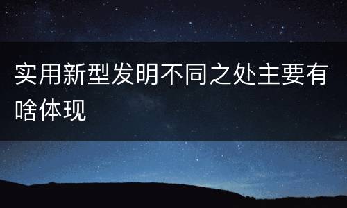 实用新型发明不同之处主要有啥体现