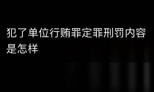 犯了单位行贿罪定罪刑罚内容是怎样