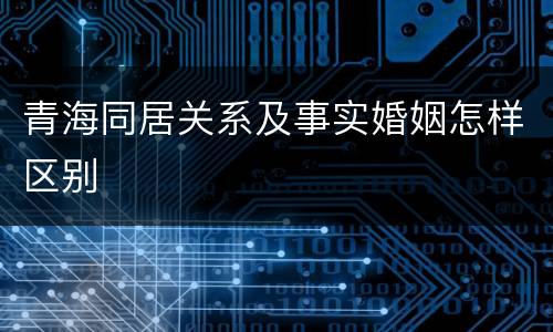 青海同居关系及事实婚姻怎样区别