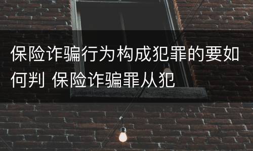 保险诈骗行为构成犯罪的要如何判 保险诈骗罪从犯