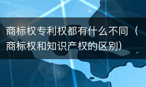 商标权专利权都有什么不同（商标权和知识产权的区别）
