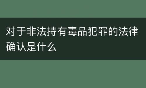 对于非法持有毒品犯罪的法律确认是什么