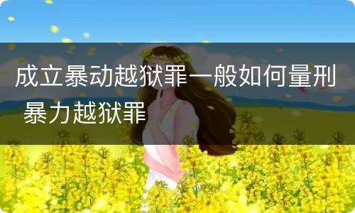 成立暴动越狱罪一般如何量刑 暴力越狱罪