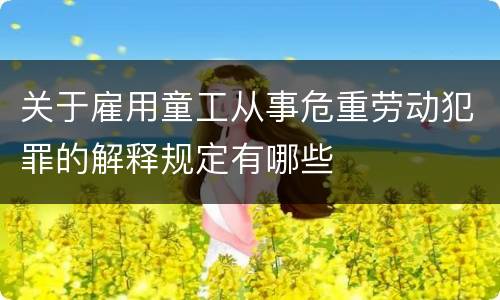 关于雇用童工从事危重劳动犯罪的解释规定有哪些