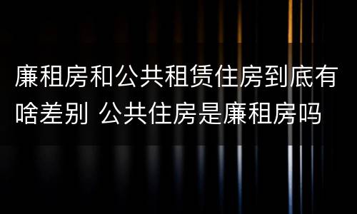 廉租房和公共租赁住房到底有啥差别 公共住房是廉租房吗