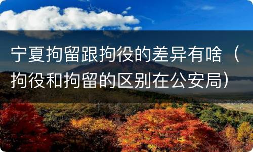 宁夏拘留跟拘役的差异有啥（拘役和拘留的区别在公安局）
