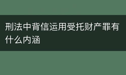 刑法中背信运用受托财产罪有什么内涵