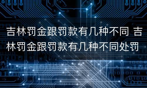 吉林罚金跟罚款有几种不同 吉林罚金跟罚款有几种不同处罚