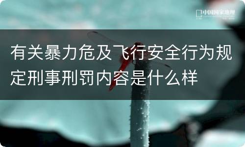 有关暴力危及飞行安全行为规定刑事刑罚内容是什么样