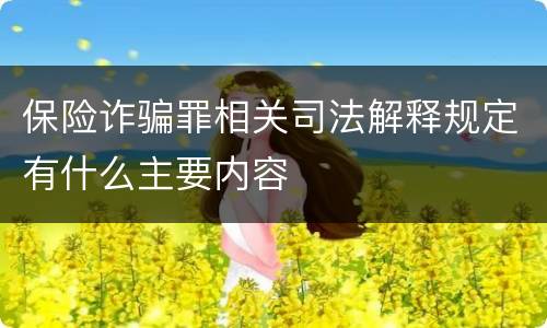 保险诈骗罪相关司法解释规定有什么主要内容