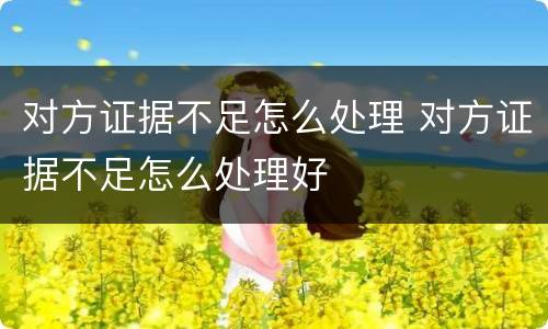 对方证据不足怎么处理 对方证据不足怎么处理好