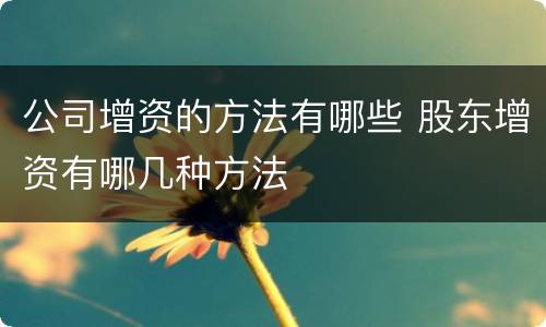 公司增资的方法有哪些 股东增资有哪几种方法