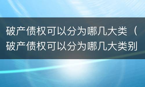 破产债权可以分为哪几大类（破产债权可以分为哪几大类别）