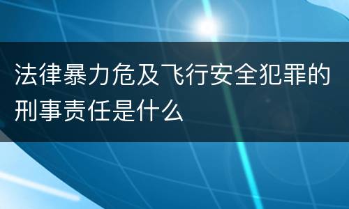 法律暴力危及飞行安全犯罪的刑事责任是什么